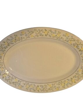 Vintage Crown MING Floral Ivory Serving Platter - Yellow & Green Blue